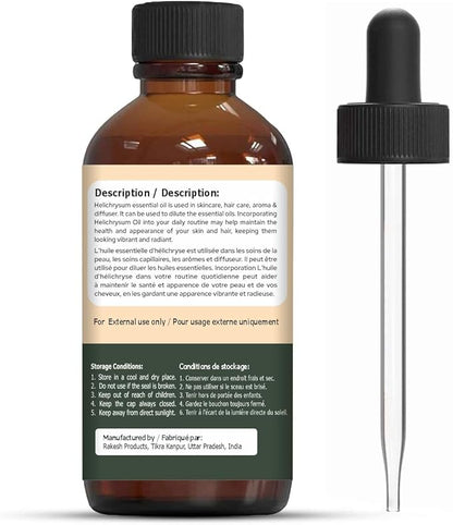 Helichrysum (Helichrysum Italicum) Oil | Pure & Natural Essential Oil for Skincare, Hair Care, Aroma & Diffuser- 30ml/1.01fl oz