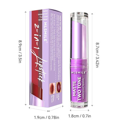 Glitter Lipstick 2 In 1 Two Tone Lipsticks, 18H Waterproof Long Lasting Sparkling Shimmer Metallic Glitter Lip Gloss, Shiny Matte Lip,Bold Glimmer Glow Lip Gloss for Women Christmas Lip Makeup (#02)