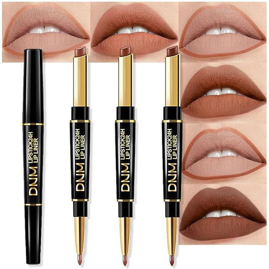 evpct 3Pcs Light Nude Dark Deep Brown Matte Lip