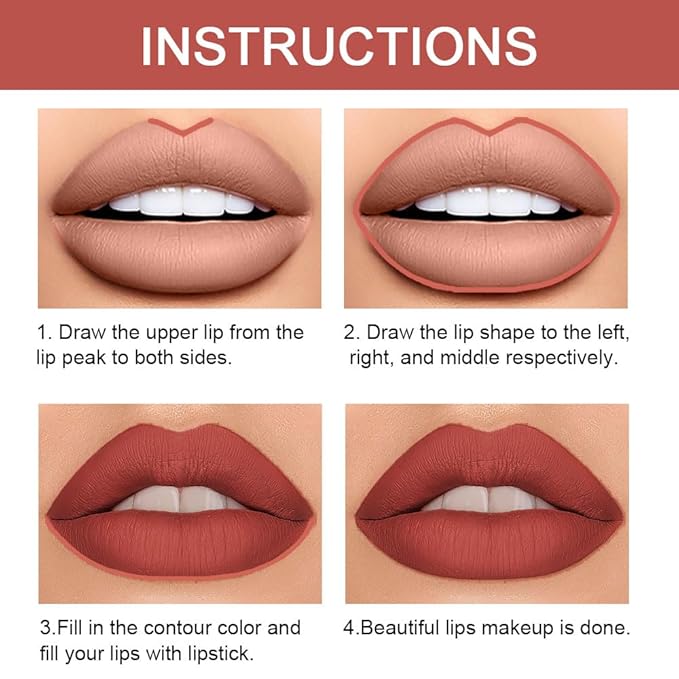 evpct 1Pcs Light Brown Lip Liner and Lipstick