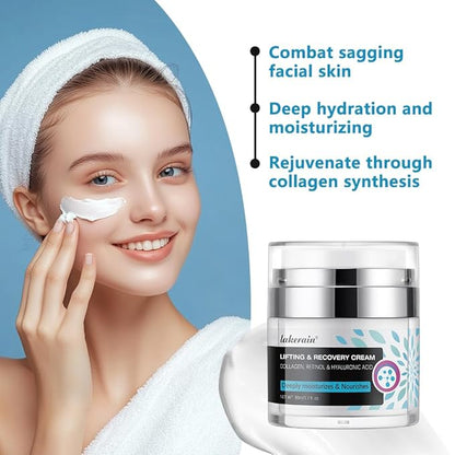 Face Moisturizer Collagen Cream, Anti-Aging Skin Care, Day & Night Face Cream, Moisturizing, Lifting & Recovery – 1.7oz