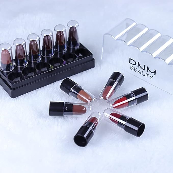 evpct 12Pcs Capsule Pills Lipstick Mini Matte Lipstick Sets for Women labiales mate 24 horas originales Dark Brown Red Nude Small Candy Lipstick Samples Mini Set Lip Stick Pack Matte Makeup Kit