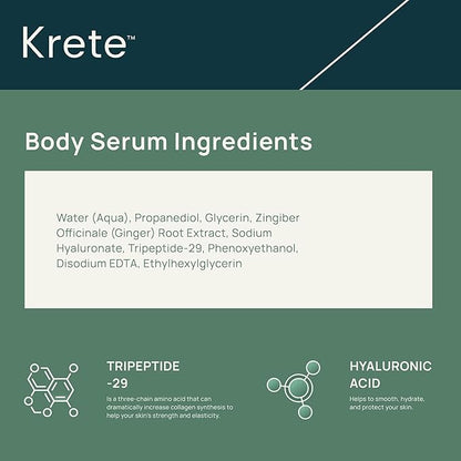 KRETE Hydrating Body Serum for Men - Moisturize, Smooth, Hydrate & Strengthen Your Skin In 30-Seconds, Oil-Free, All Skin Types, with Tripeptide-29 & Hyaluronic Acid