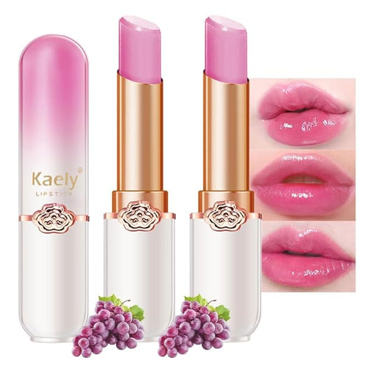 Kaely 2Pcs Grape Tinted Lip Balm,PH Lipstick Color Changing Makeup Sets,Light Pink Lip Tint Gloss,Korean Lip Stain Lips Color Change Long Lasting Waterproof,labiales magicos 24 horas originales