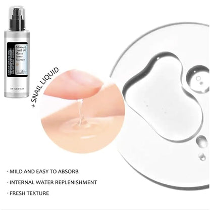 Snail Mucin 96% Power Repairing Essence | Hydrating Serum for Face with Snail Secretion Filtrate and Hyaluronic Acid | Barrier-Loving Formula