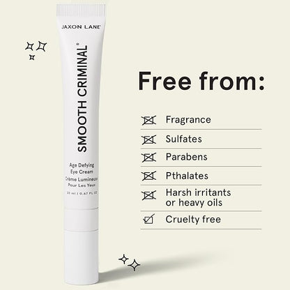 Under Eye Cream for Dark Circles and Puffiness | SMOOTH CRIMINAL Age Defying Niacinamide and Caffeine Eye Cream for Puffy Eye Bags Treatment for Men Anti Aging & Wrinkle Removal with Bakuchiol