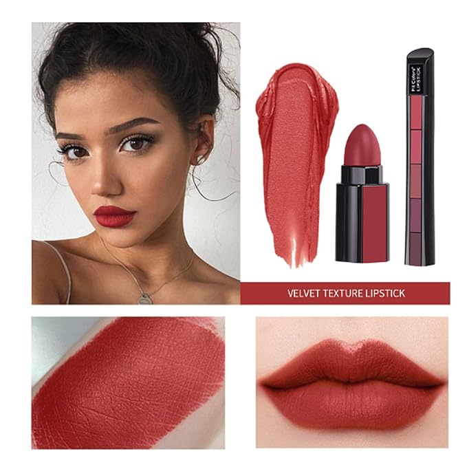 5 in 1 Matte Lipstick,Multicolor Combination Lipsticks Velvety High