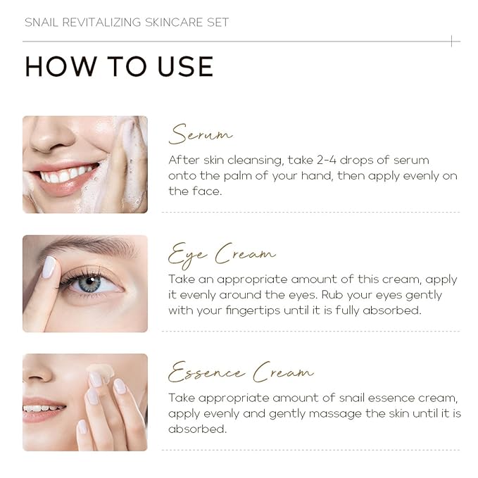 Snail Mucin Skin Care Set,Gold Snail Serum,Ginseng