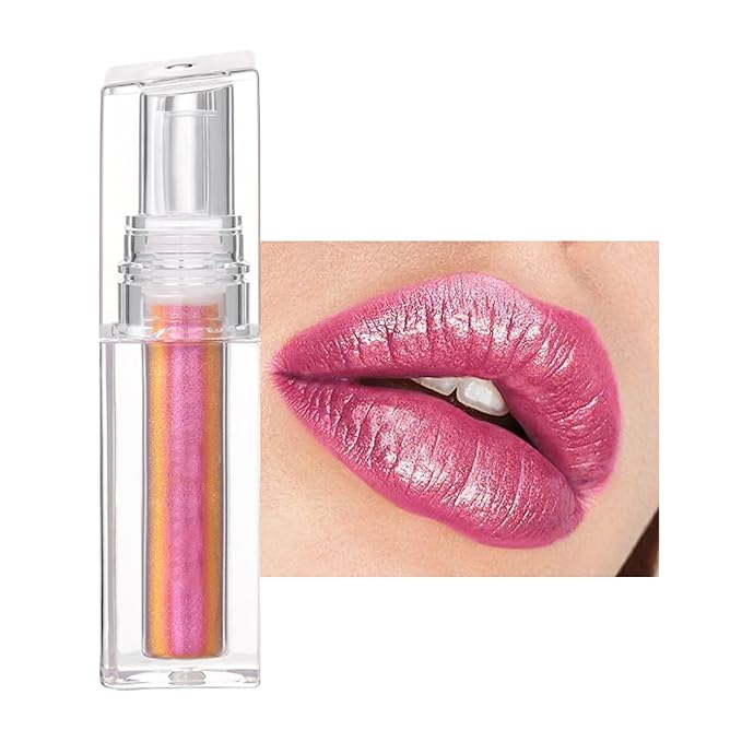 Chameleon Lipstick, Multichrome Tinted Lip Gloss with High Glossy Finish, High Pigment Sparkling Non-Stick Cup Glitter Lipstick & Eyeshadow,Waterproof Glossy Lip Gloss For Women(#05)