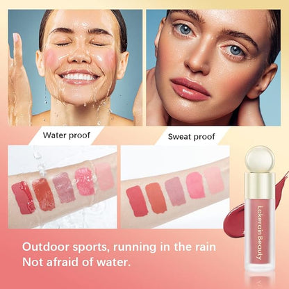 2 Colors Liquid Blush,Soft Cream Face Blush, Dewy - LOVE)
