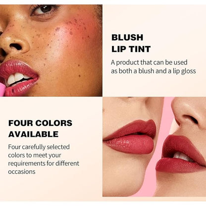 Cooling Water Jelly Tint Blush, Multi-Use Lip Stain Tint & Cheek Stick, Chill Poppy Pink Lip Gloss -1,000+ Swipes Per Stick Longlasting & Non-Stick Watercolor Effect Vivid Color (# 03)