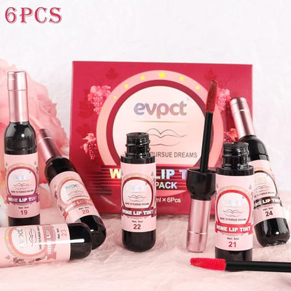 BINGBRUSH 6 Colors Matte Red Wine Liquid Lipstick Pack Set,Wine Lip Tint Long Lasting 24 Hour Waterproof Velvet Nonstick Cup Lipgloss Lip Stain Pigmented Lip Makeup Gift Sets