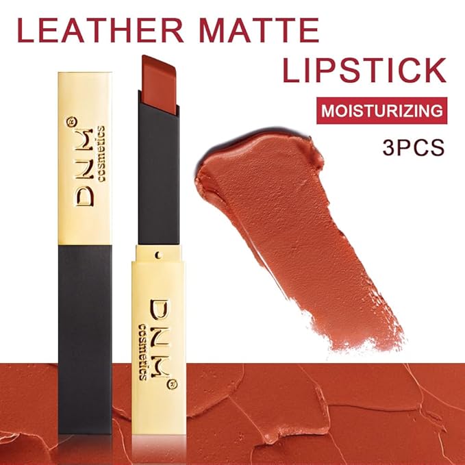 evpct 3Pcs Dark Brown Orange Red Mauve Silky Velvet Matte Lipstick Lip Crayon Set for Women Permanent Waterproof Long Lasting 24 Hour Lipstick labiales matte larga duracion 24 mate 24 horas originales