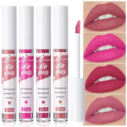 4Pcs Velvet Matte Liquid Lipstick Makeup Sets,Purple Brown High