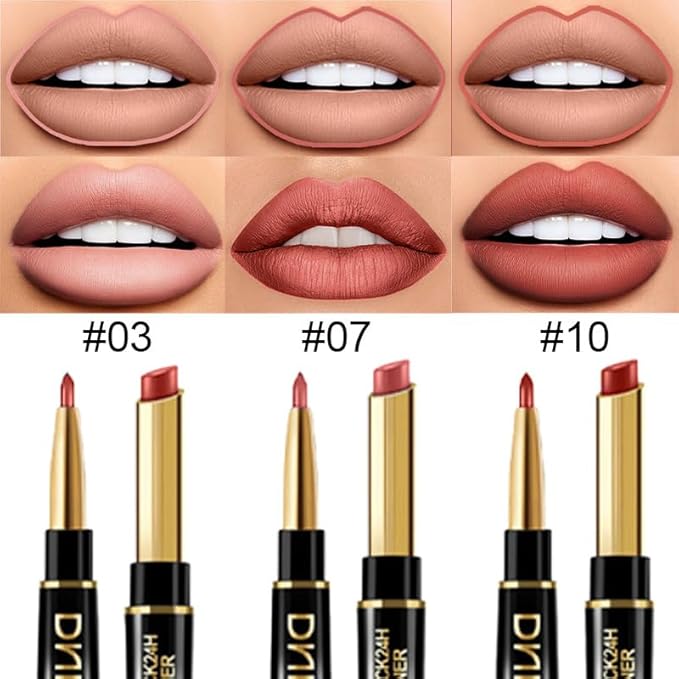 evpct 3Pcs Nude Beige Light Brown Rose Gold Lip 24 l