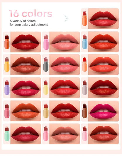 16 Colors Mini Lipstick Set, Capsule Mini Lipsticks, Long