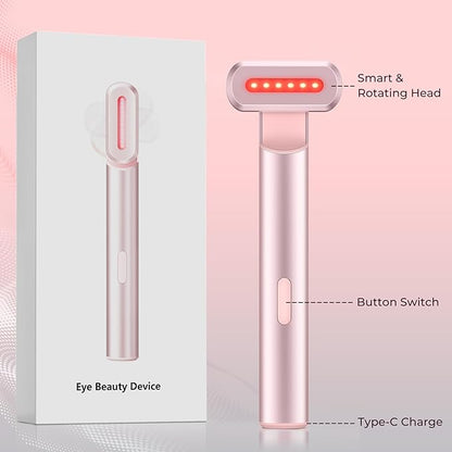 4-in-1 Light-Therapy-Wand,Red Light Therapy for Face and Neck - Microcurrent Facial Device for Anti-Aging - Face & Eye Massager Skincare (2 Colors led Light)
