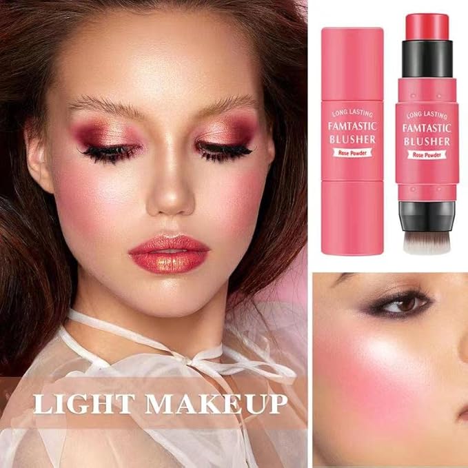 Cream Blush Stick with Brush,Waterproof Multi Cream Blush Rose Power)