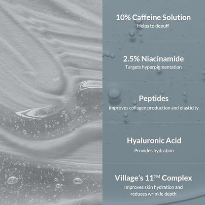 Hydro Boost Caffeine Eye Serum (0.33 fl.oz./10ml) With 10% Caffeine Solution Niacinamide & Hexapeptide-8 Depuff Elasticity Dark Circle Treatment