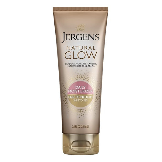 Jergens Natural Glow, Lotion, Fair to Medium Skin Tone, Daily Moisturizer with Antioxidants & Vitamin E, 7.5 Fl Oz