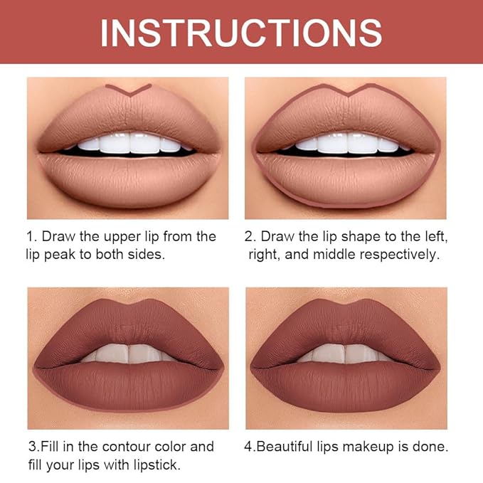 evpct 1Pcs Dark Brown Lip Liner and Lipstick