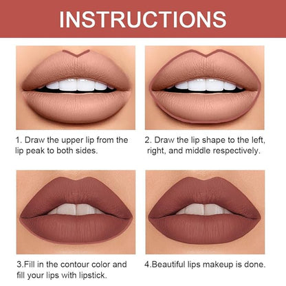 evpct 1Pcs Dark Brown Lip Liner and Lipstick