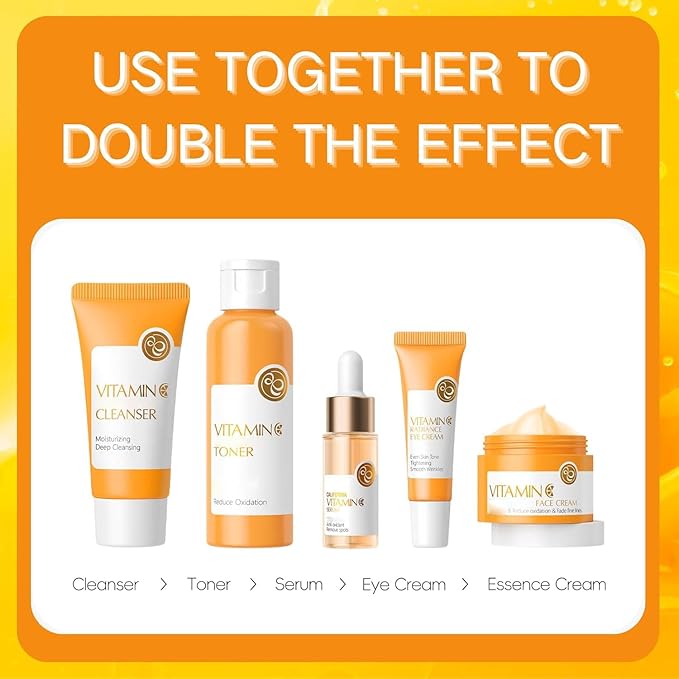 Vitamin C Skincare Set, 5Pcs Skincare Moisturizing