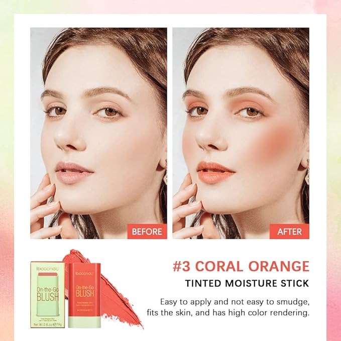 Blush Stick Matte Finish Waterproof Long Lasting Pink (3#coral orange)