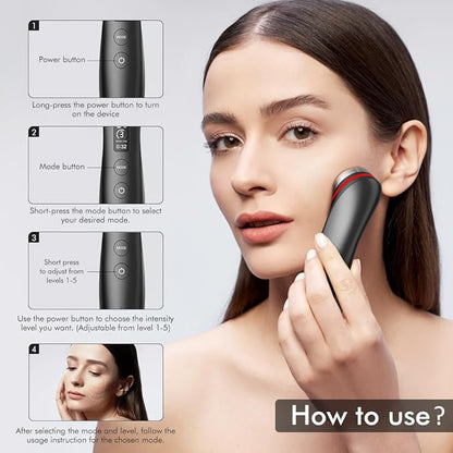 Skin Tightening Face Machine, Face Massager Tool with 5 Modes, Enhanced Absorption, Facial Neck Lifting, Firming and Pore Care