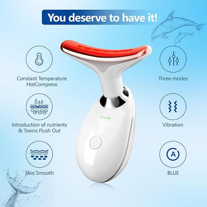 2025New Neck Face Massager, Face Sculpting Tool, 3 Modes and Vibration for Facial Massager for Double - Chin Wrinkle,Daily Home Use (White)