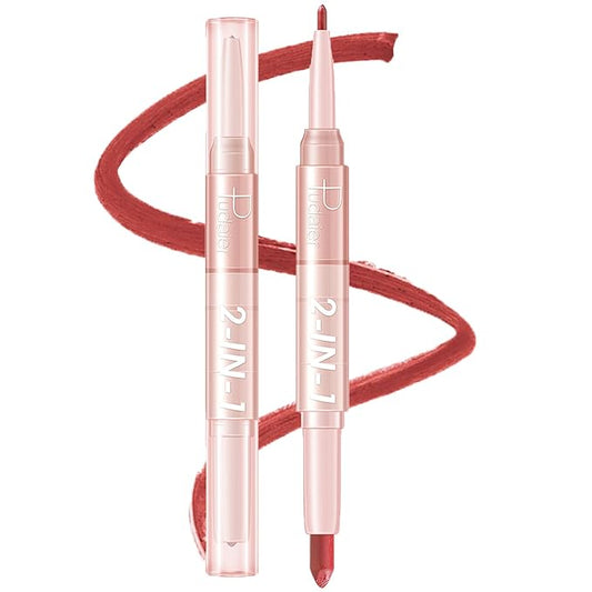 MIELIKKI Lip Liner and Lipstick Makeup Set, 2-in-1 Double Head Lipstick, Highly Pigmented Matte Lip Crayon, Long Lasting, Waterproof, Nonstick Cup, Lip Makeup Gift, 03