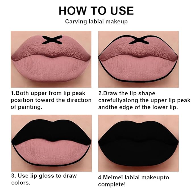 2 Colors Liquid Matte Lipstick and Lipliner Set, Black Purple Lip Tint 24 Hour Waterproof Velvet Nonstick Cup Lipgloss Lip Stain Pigmented Lip Makeup Gift Sets for Girls and Women Labiales19&20