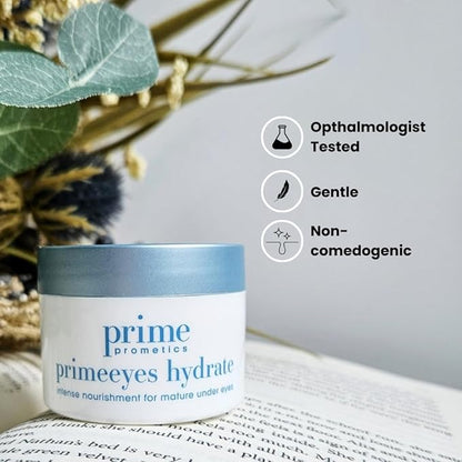 PrimeEyes Hydrate Under Eye Cream for Mature Women – Hydrating Eye Cream for Dark Circles and Wrinkle Repair – Soft, Glowing & Healthy Under Eyes