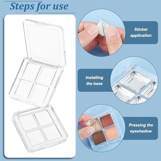 BENECREAT 4Pcs Empty DIY Eyeshadow Box Kit, Slim