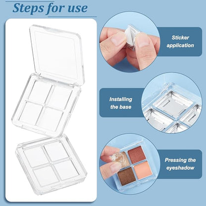BENECREAT 4Pcs Empty DIY Eyeshadow Box Kit, Slim