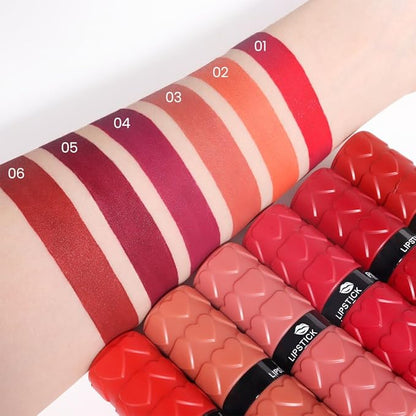 evpct 6Pcs Velvet Matte Lipstick Sets for Women, Ruby red Nude pink Dusty rose Plum purple Wine red Dark Red Lipstick Waterproof Lip Stick Stain Makeup Gift Sets labiales mate 24 horas originales C