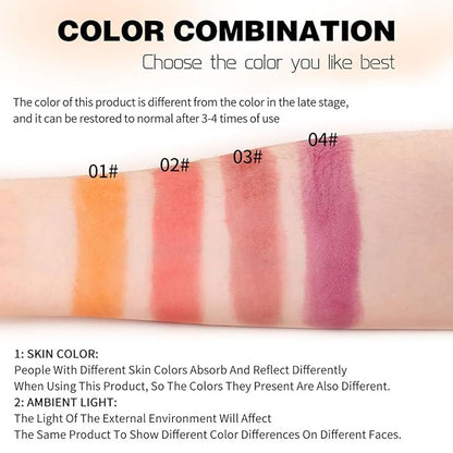 Cooling Water Jelly Tint Blush, Multi-Use Lip Stain Tint & Cheek Stick, Chill Poppy Pink Lip Gloss -1,000+ Swipes Per Stick Longlasting & Non-Stick Watercolor Effect Vivid Color (4 Colors)