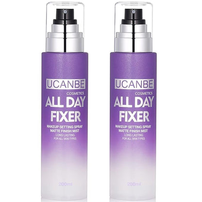 UCANBE Makeup Setting Spray - 2PC Set Matte Finishing Spray, Long Lasting Oil Control Make Up Spray, Lightweight Hydrate Face Mist for Face
