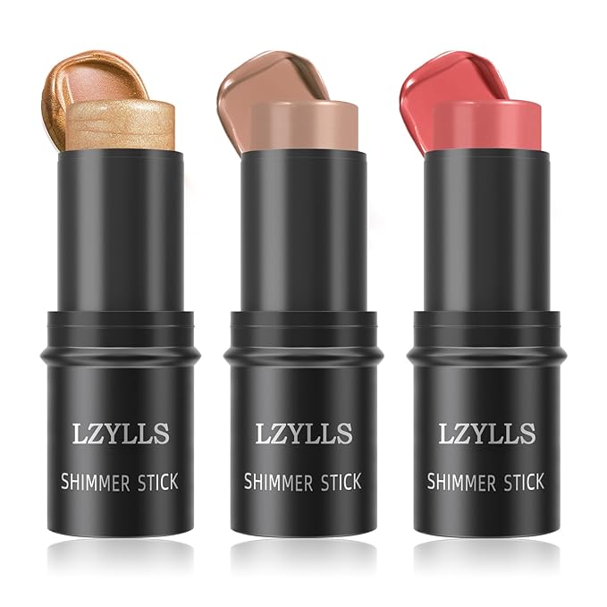 3P Cream Blush Stick with Brush,Waterproof Multi Cream Makeup Q345