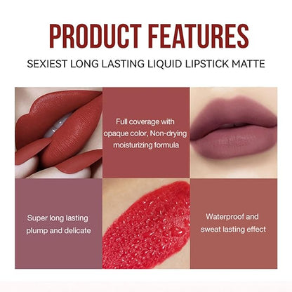 Matte Liquid Lipstick Makeup Set, 3Pcs Long Lasting Long