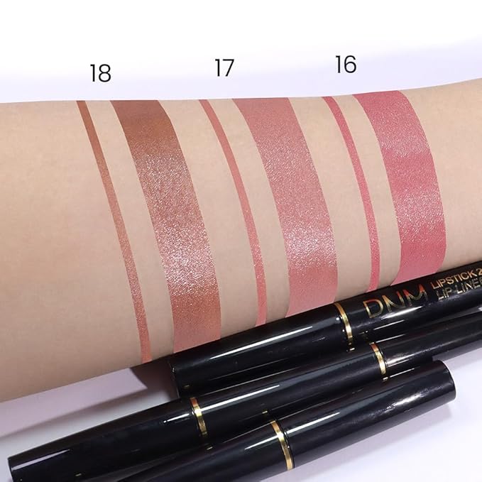 evpct 3Pcs Light Pink Nude Brown Metallic Shine Lip