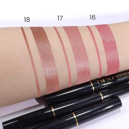 evpct 3Pcs Light Pink Nude Brown Metallic Shine Lip