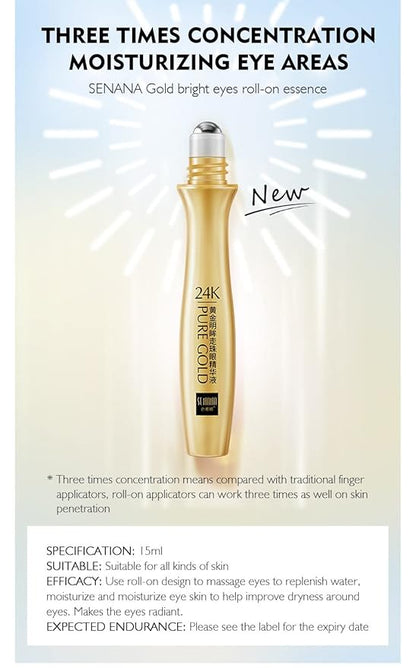 24K Gold Anti-Wrinkle Smoothing Under Eye Cream for Dark Circles, Puffiness, Eye Bag, Anti Aging Correxion Line Daily Cream with Hyaluronic Acid, 15 ML (1)