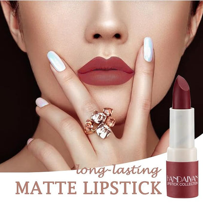 Matte Nude Lipstick,Nudes Paper Tube Lipsticks Smooth Velvety Lip Gloss, Long Lasting Lip Stick Non-Stick Cup Amber Lip Stick,Senior Matte Lip Makeup Gifts for Women and Girls (#08 Dark Red)