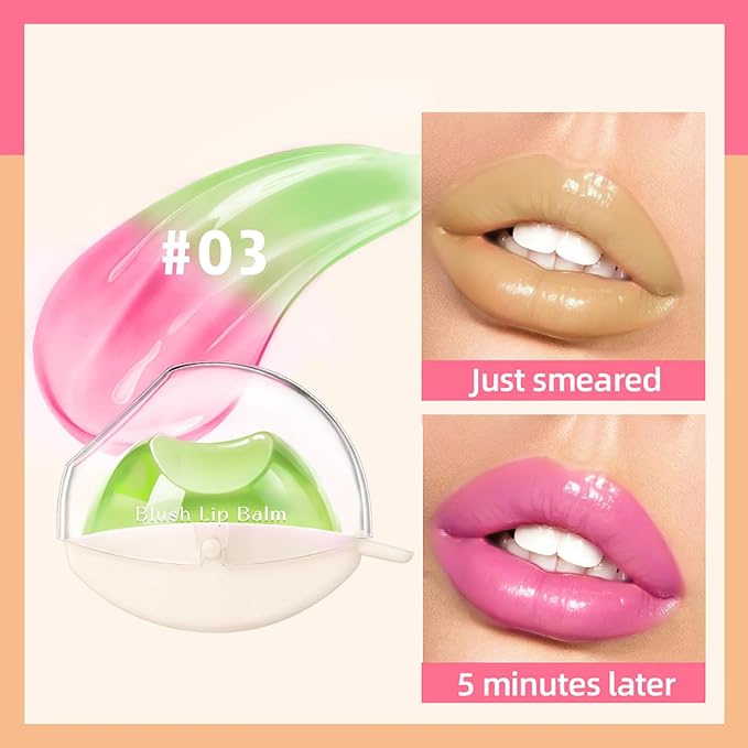 Color Changing Lazy Lipstick, Magic Blush Tinted Lip Balm, PH Temperature Changing Multi-Use Lips and Cheek Jelly Tint Makeup, Hydrating Long Lasting Labiales Magicos Lipstick for Women #3