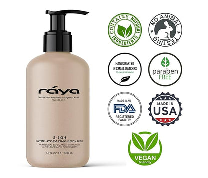 RAYA Enzyme Hydrating Body Scrub 16 oz Orange Vanilla Scent (S-104) | Gentle and Exfoliating Body Scrub | Made with Seaweed, Jojoba Beads, and Fruit Enzymes