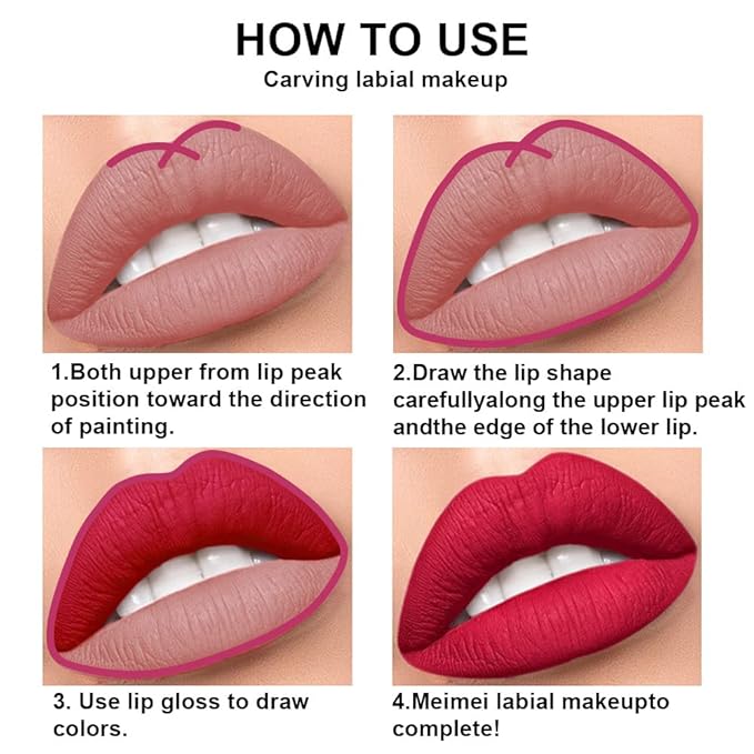 2 Colors Liquid Matte Lipstick and Lipliner Pack Set, Lip Tint Long Lasting 24 Hour Waterproof Velvet Nonstick Cup Lipgloss Lip Stain Pigmented Lip Makeup Gift Sets for Girls and Women Labiales