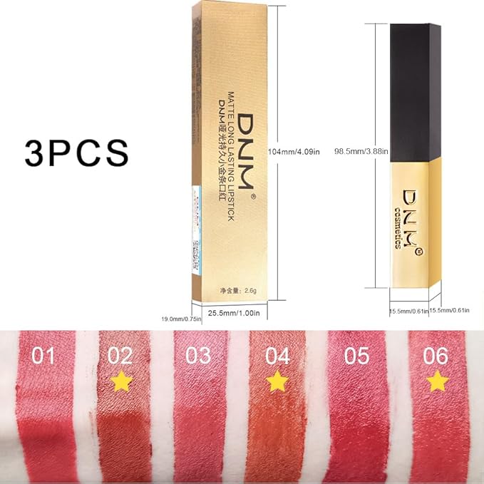 evpct 3Pcs Dark Brown Orange Red Mauve Silky Velvet Matte Lipstick Lip Crayon Set for Women Permanent Waterproof Long Lasting 24 Hour Lipstick labiales matte larga duracion 24 mate 24 horas originales