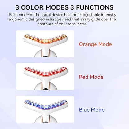Neck Face Massager, Multifunctional Facial Massager, Face Sculpting Tool for Skin Care with Vibration, Thermal (White Gold)