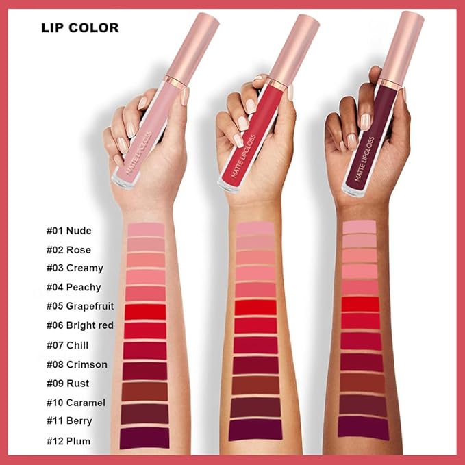 3 Pcs Matte Liquid Lipstick Makeup Set, Waterproof Quick-drying
